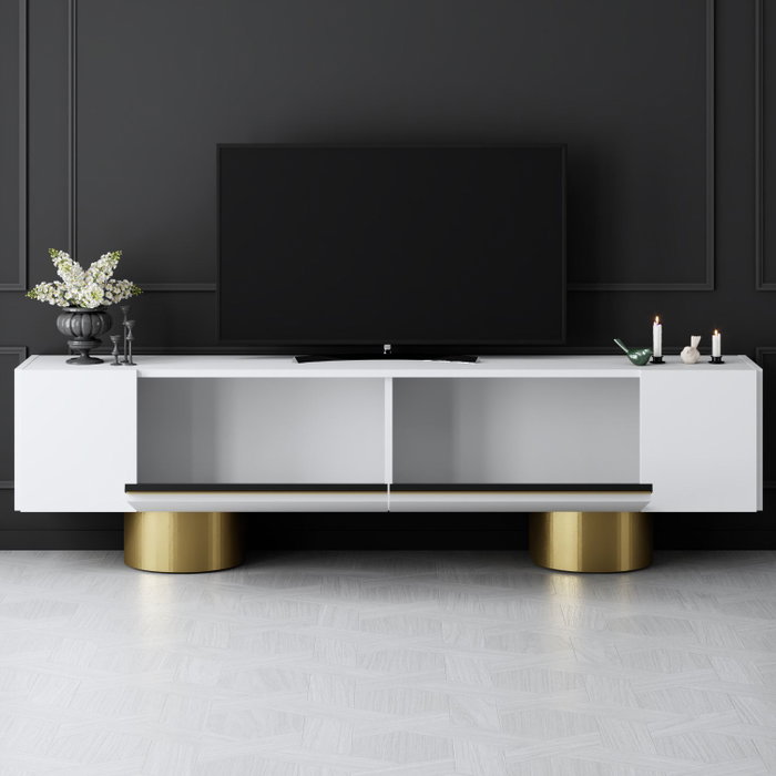 Hanah Home Bohem Soporte para TV Blanco y Dorado